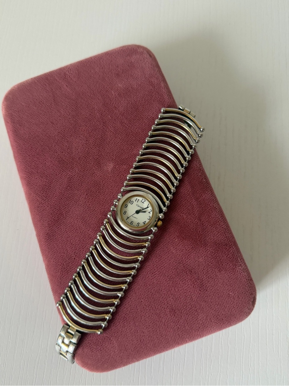 Vintage Versale Women’s Cuff Watch Two Tone Silver Gold Y2K Statement Bracelet